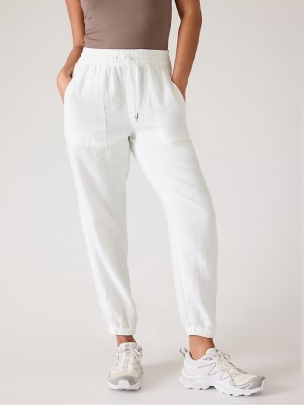 Athleta White Drawstring Jogger Pants